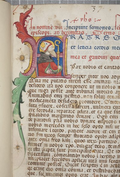 Pseudo-Augustine, Sermones ad Fratres in Eremo, Fol 1 (detail), c.1350 by Unbekannt Unbekannt